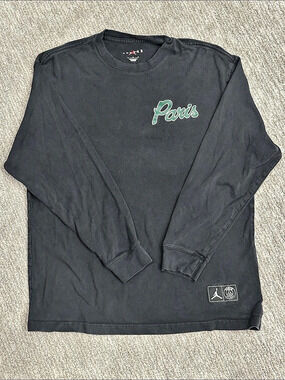Jordan Air Jordan x PSG Long-Sleeve T-Shirt in Black & Green